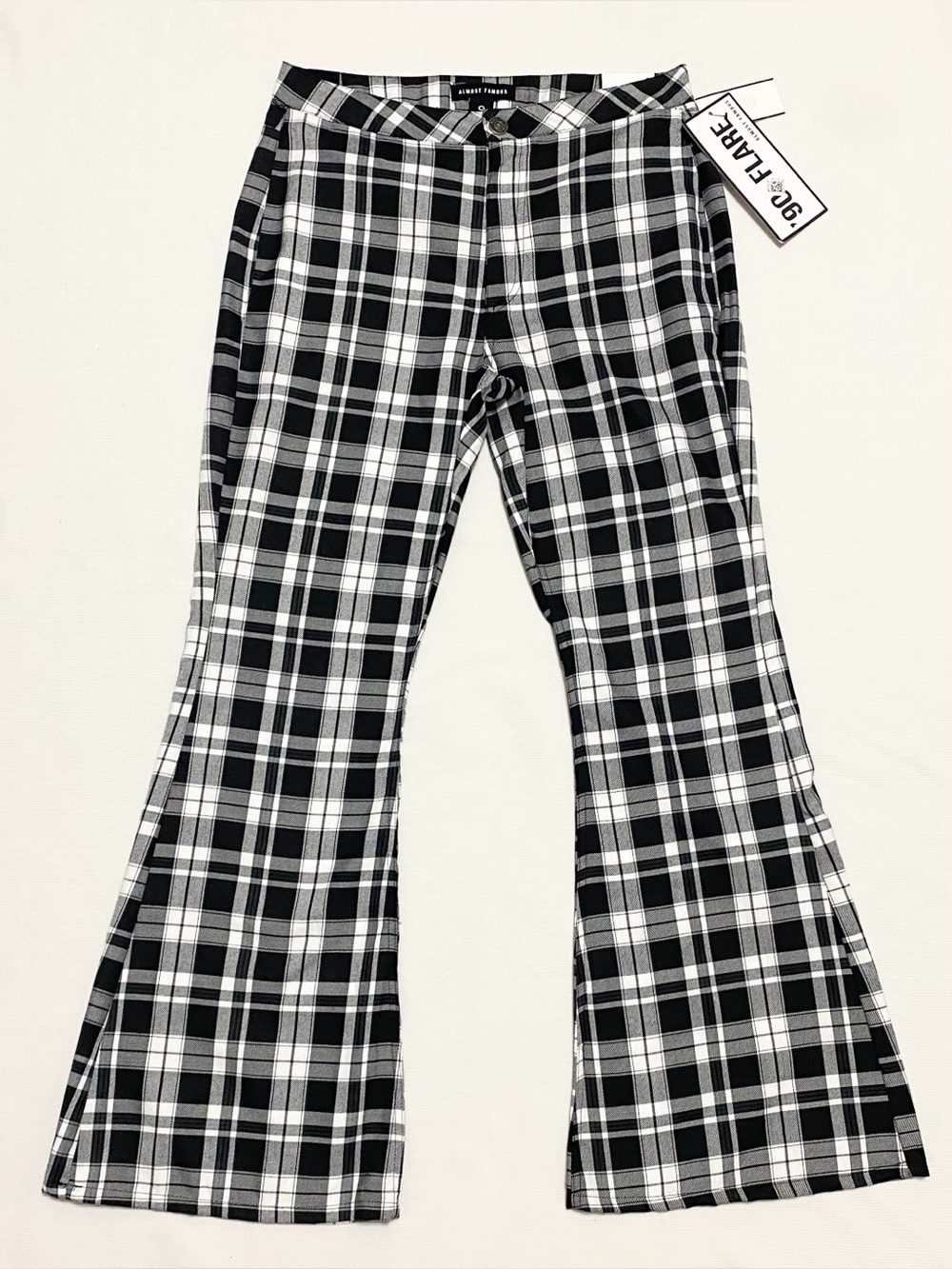 Almost Famous 90s Flare Black White Plaid Pants Alt Alternative Scene